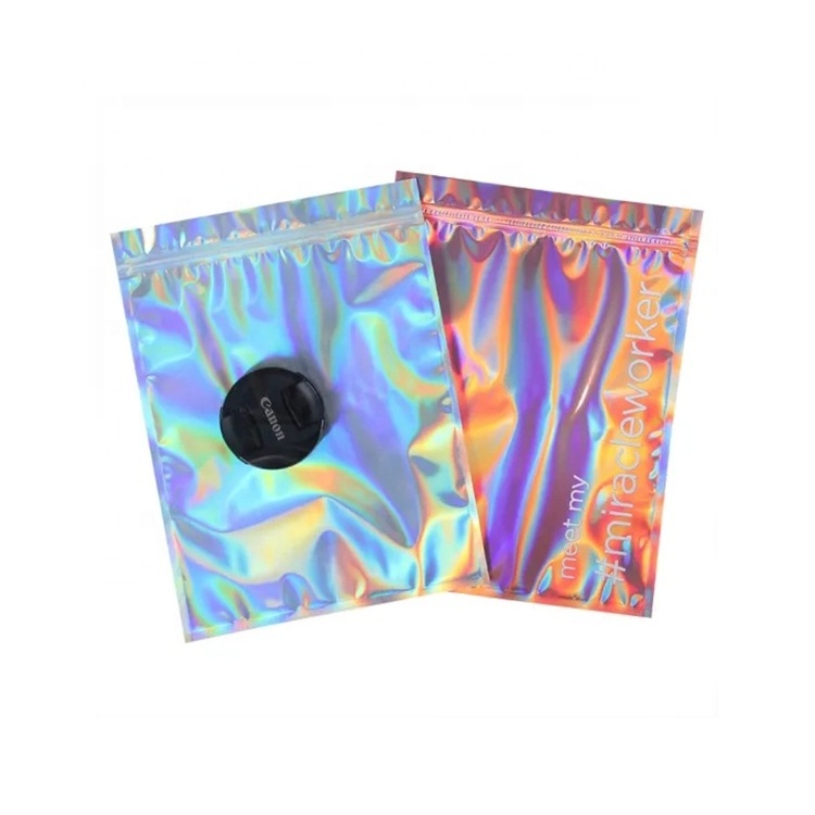 Quick dispatch resealable holographic zipper laser makeup bag for packaging