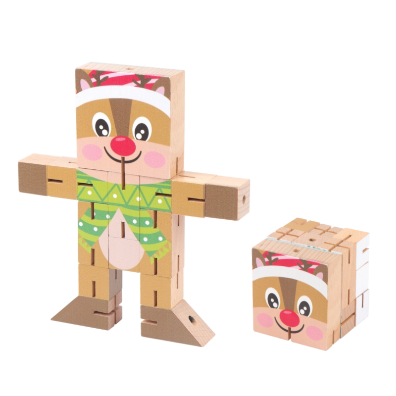 Wooden Puzzle Man Colorful Wooden 3D Robot Puzzle IQ Brain Teaser Intelligence toys For Kids And Adults