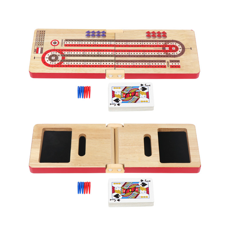 Educational Toys  Montessori wooden Juego de mesa de vino Table 3 tracks cribbage board game for adults kids