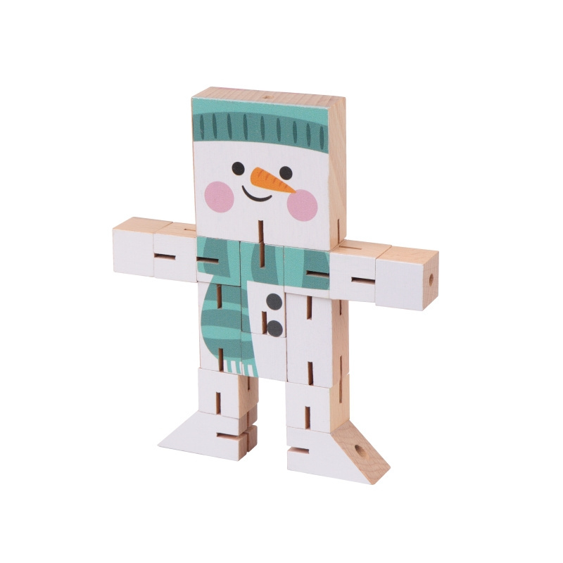 Wooden Puzzle Man Colorful Wooden 3D Robot Puzzle IQ Brain Teaser Intelligence toys For Kids And Adults