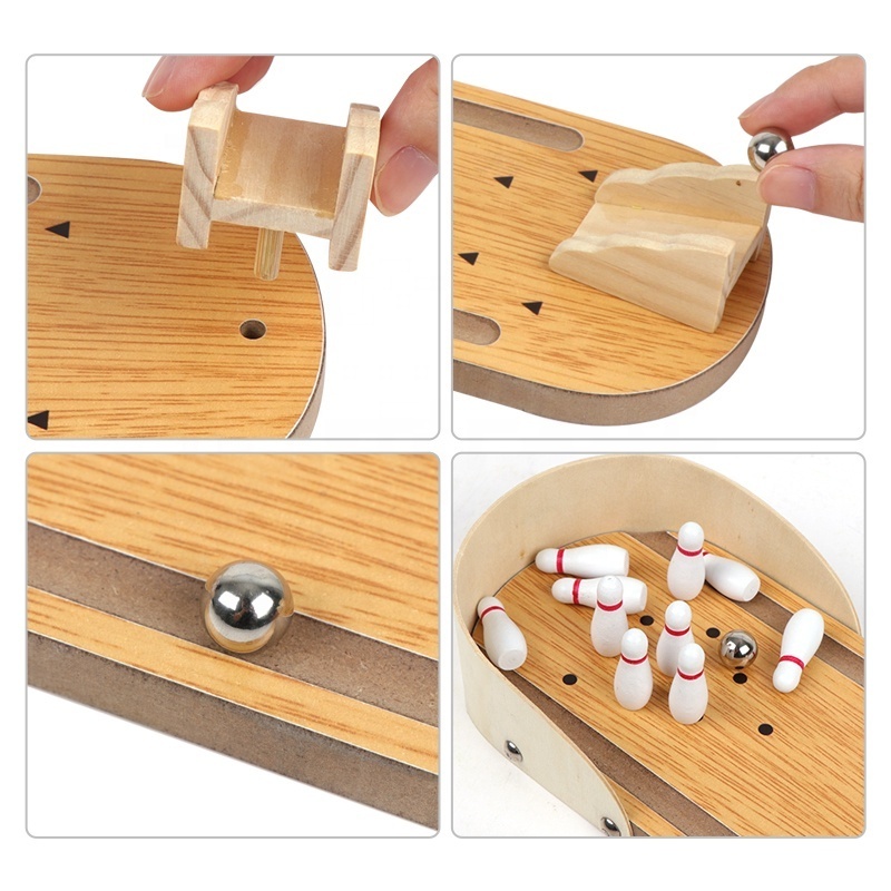 Best sellers of wooden mini table game Desktop mini Bowling Toys  for kids and adult MT7454