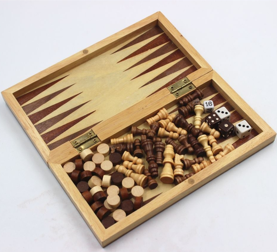 2 IN 1 Wooden chess and backgammon board folding multi-function game for kids adults