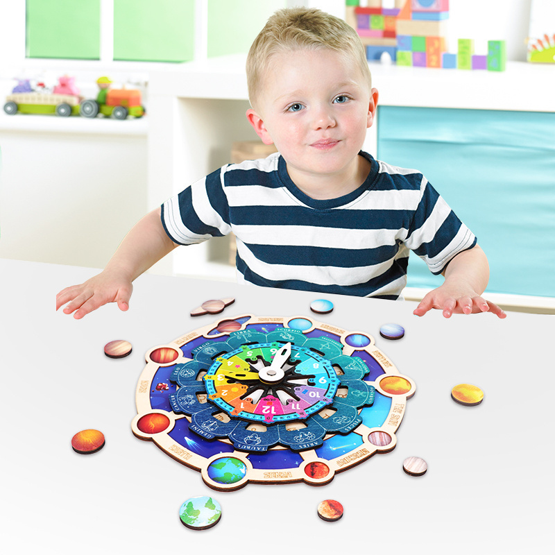 Wooden Planets matching Puzzle Wooden Solar System Puzzle Toys Planets Jigsaw Puzzles for Kids