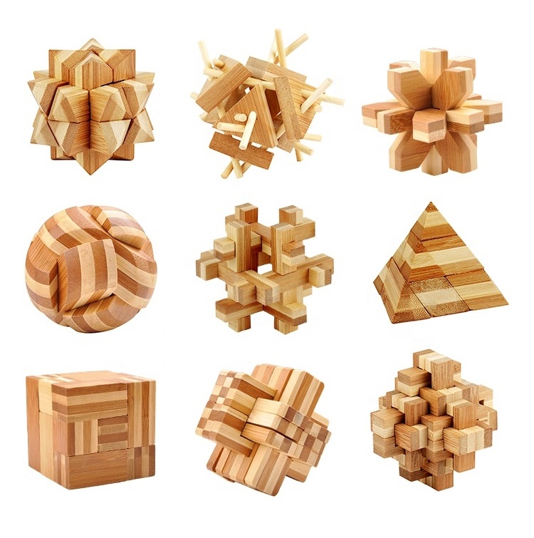 Eco MINI Bamboo puzzle Bamboo brain teaser puzzle 3D IQ wooden puzzles for kids  children