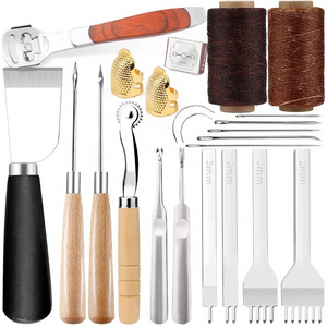 High quality Leather Crafts Kit Hole Punches Lacing Stitching Carving Tool For Leather DIY Leather Tool