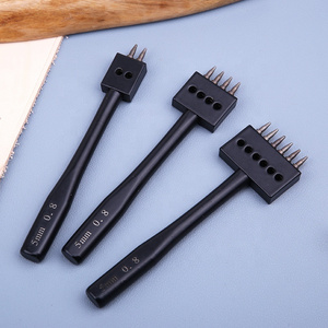 High Quality 5mm 2/4/6  Prong Black Leather Craft Tools Steel Hole Punch Tools Set