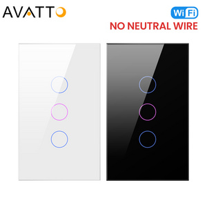 AVATTO Tuya Wifi Wireless Smart Home Wall Wifi Touch Light Switch  1/2/3Gang NO Neutral for US Brazil Korea South East Asia