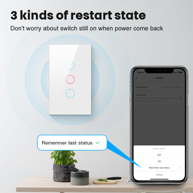 Zigbee US Standard Tuya Smart Home Touch Wall Light Switch Receiver for Light Smart Life Smart Switch