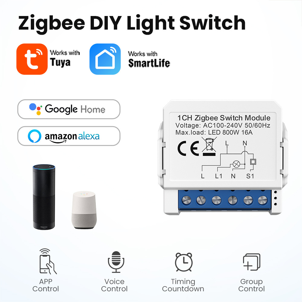 Avatto Zigbee Mini Light  Relay Module  Dual Way Control Switch for Smart Home 1/2/3/4 Gang Switch Module