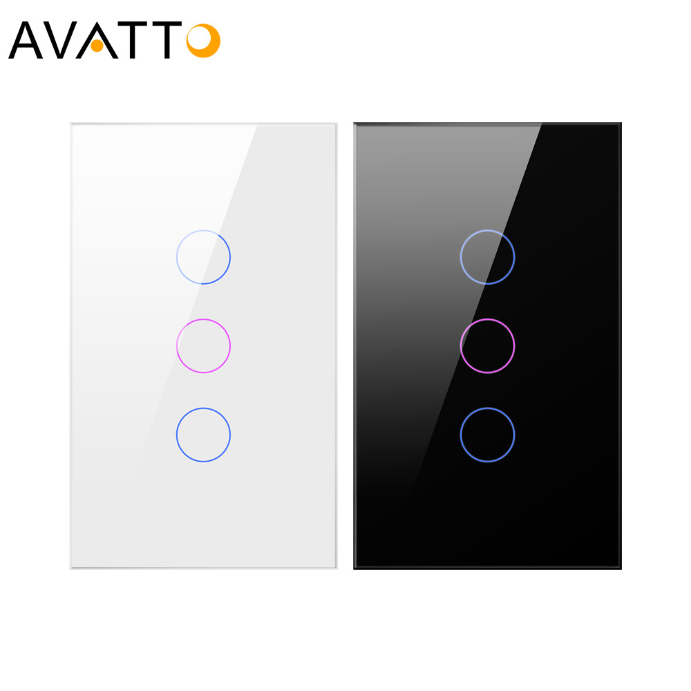 Avatto Tuya Smart WIfi Switch APP Control Glass Panel Touch Switch 1/2/3/4 Gang US Standard Smart Switches