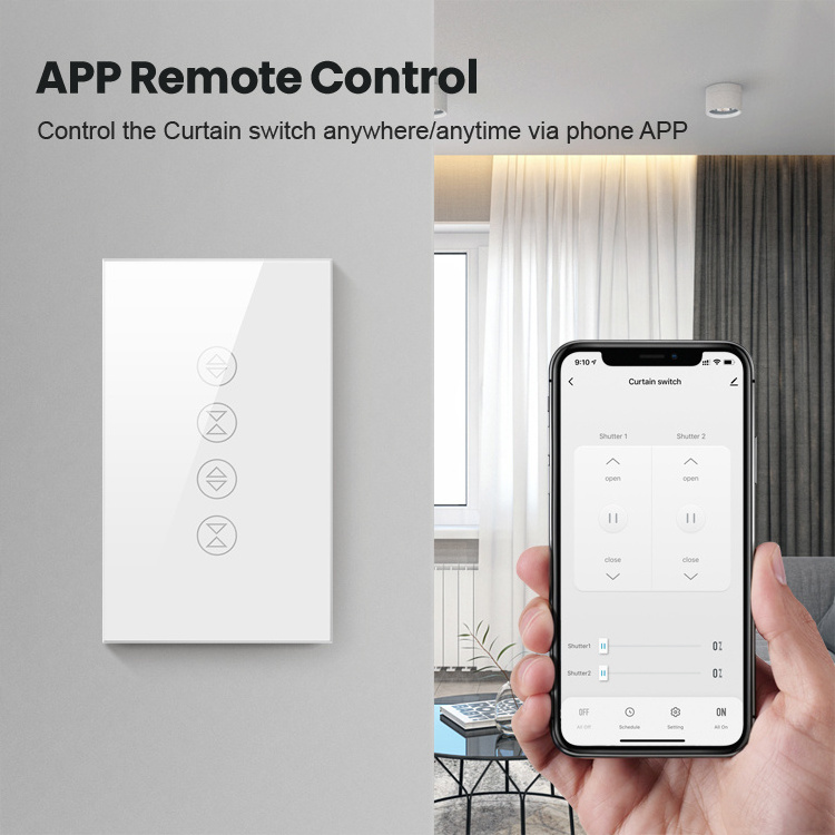 Avatto Tuya WiFi Smart Glass Touch Wireless Remote Wall Switches 1 2 3 4 Gang Controlled Smart Curtain Switch