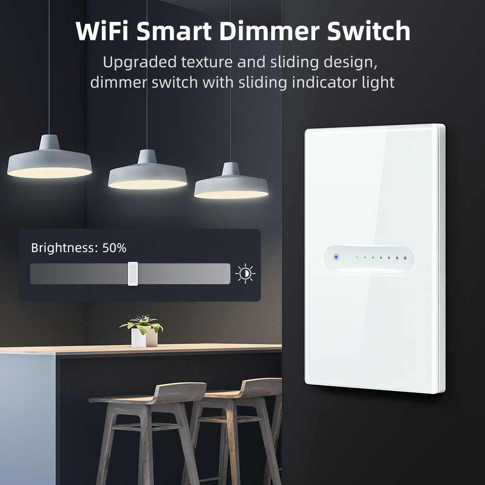 AVATTO Tuya Wifi Smart Dimmer Light Switch Alexa Google Home 1 2 Gang Tuya Us Standard Switch Wifi Dimmer Switch