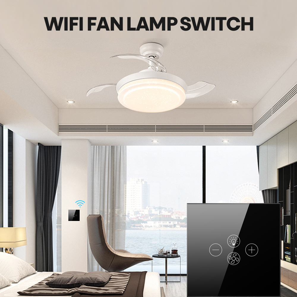 Tuya smart touch wall fan light switch US standard Smart Voice Control Ceiling Fan Lamp Switch work With Alexa/Google Home