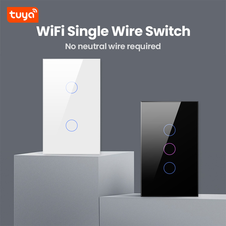 AVATTO Tuya Wifi Wireless Smart Home Wall Wifi Touch Light Switch  1/2/3Gang NO Neutral for US Brazil Korea South East Asia