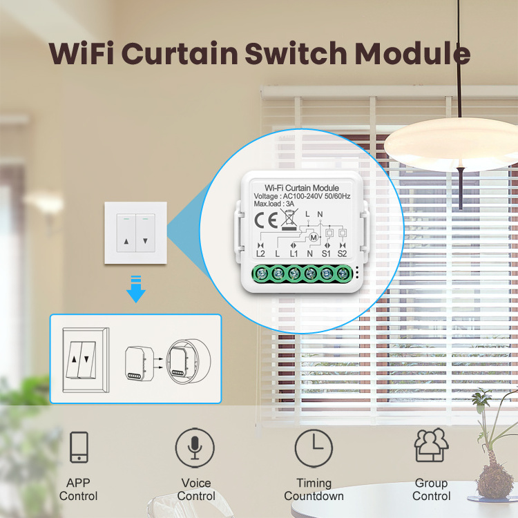 Tuya Wifi Switch Remote Control Panel Smart Curtain Module Switch For Smart Home Electric Roller Shutter Motor