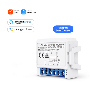 AVATTO 1/2/3/4 Gang 100-240V Tuya Wifi Wireless Smart Home Relay Switch Module Work with APP Alexa,Google Home Voice Control