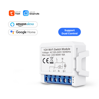 AVATTO 1/2/3/4 Gang 100-240V Tuya Wifi Wireless Smart Home Relay Switch Module Work with APP Alexa,Google Home Voice Control