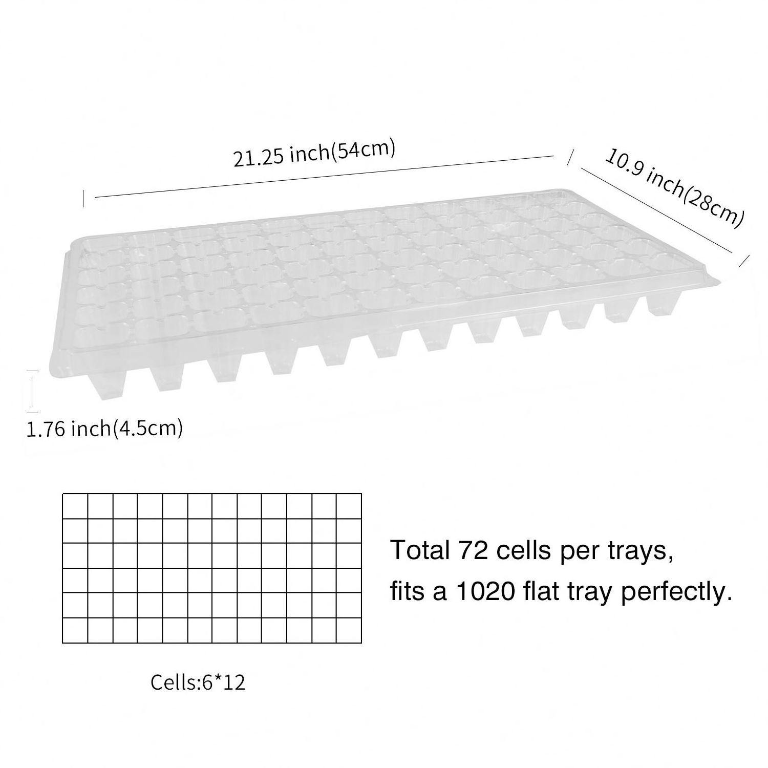 72 Cells Plug Plastic Seed transparent plug Tray Germination Vegetable Nursery Plant Greenhouse Seedling Trays