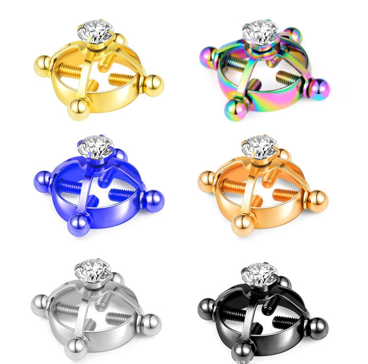 Wholesale mixed color non pierced diamond nipple ring vibrating nipple piercing jewelry