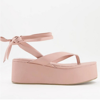 2021 New Design Fashion Pink Color Open Toe Platform Women Shoes Slip On Wedge Heel  Ladies Sandals