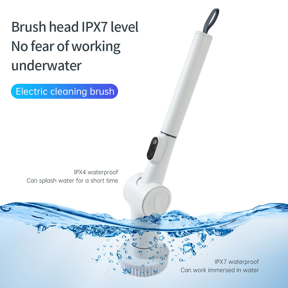 Bendable 0- 90 angle Change Electric Spin Scrubber Long handle Automatic Rotation Retractable Handheld Electric Cleaning Brush