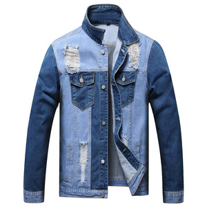 All Sizes Solid Color Men Winter Fashion Ripped Denim Jacket Jean Style Jacket Factory Manufacture Jeans Jacket