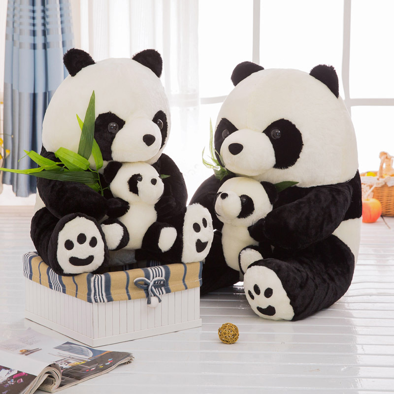 Wholesale stuffed animals cute lifelike giant panda plush toys pillow mother and child panda Plush Doll