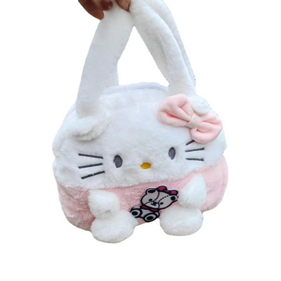 Wholesale Cartoon Sanrio Bag Kawaii Plush Melody Kuromi Soft Stuff Handbag  Stuffed Backpack Girl Children Gift