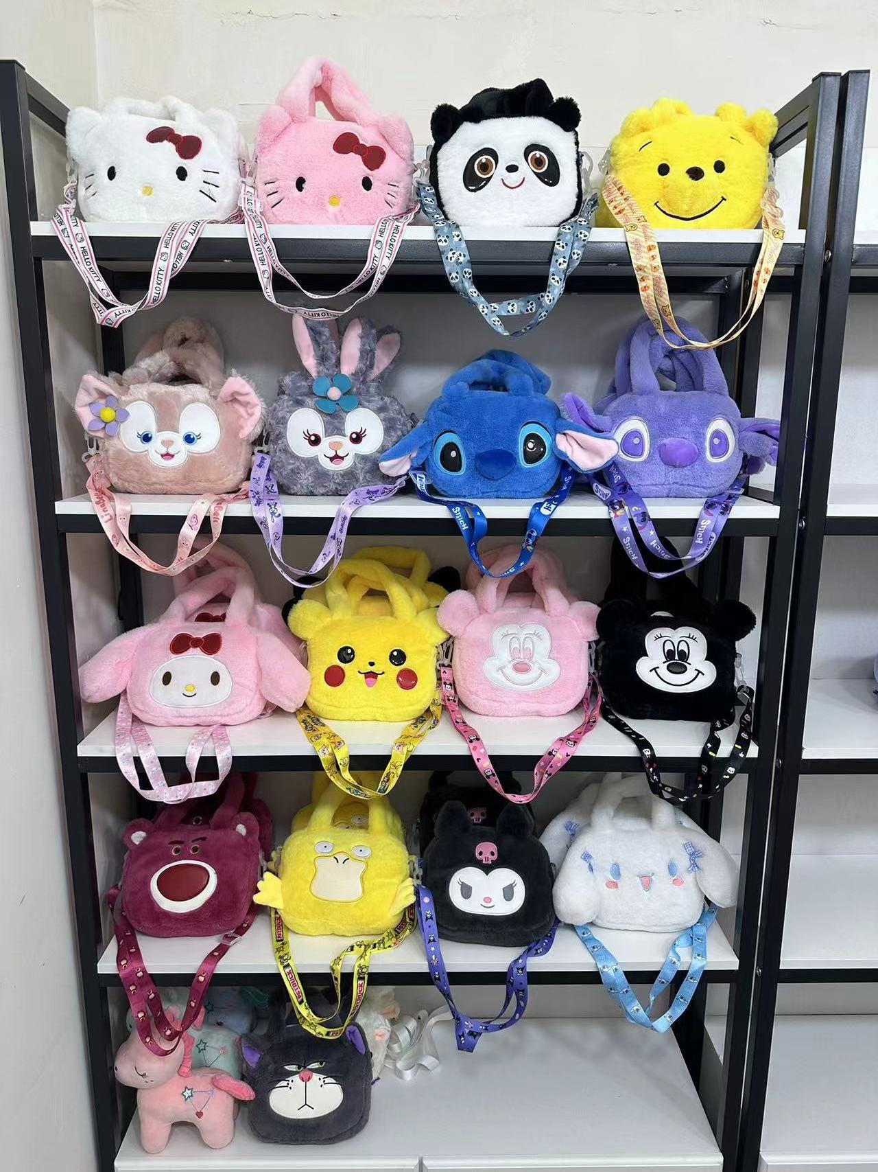 Wholesale Cartoon Sanrio Bag Kawaii Plush Melody Kuromi Soft Stuff Handbag  Stuffed Backpack Girl Children Gift