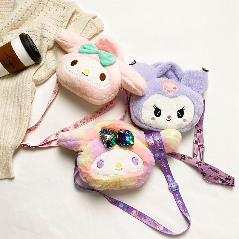 New Popular Cute Melody Soft plush bag Kuromi Plush bag rabbit bag For Children Gifts