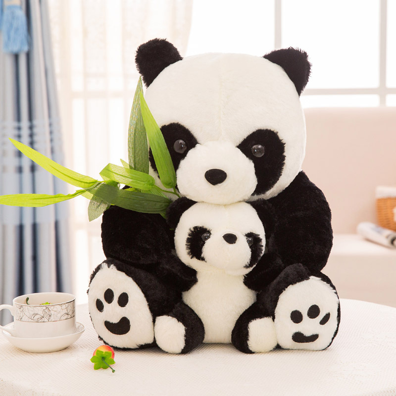 Wholesale stuffed animals cute lifelike giant panda plush toys pillow mother and child panda Plush Doll