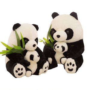 Wholesale stuffed animals cute lifelike giant panda plush toys pillow mother and child panda Plush Doll