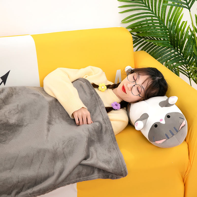 hot selling Kawaii 2 in 1 cat pillow blanket Stuffed cat pillow blanket stuffed & plush toy animal gifts for kids