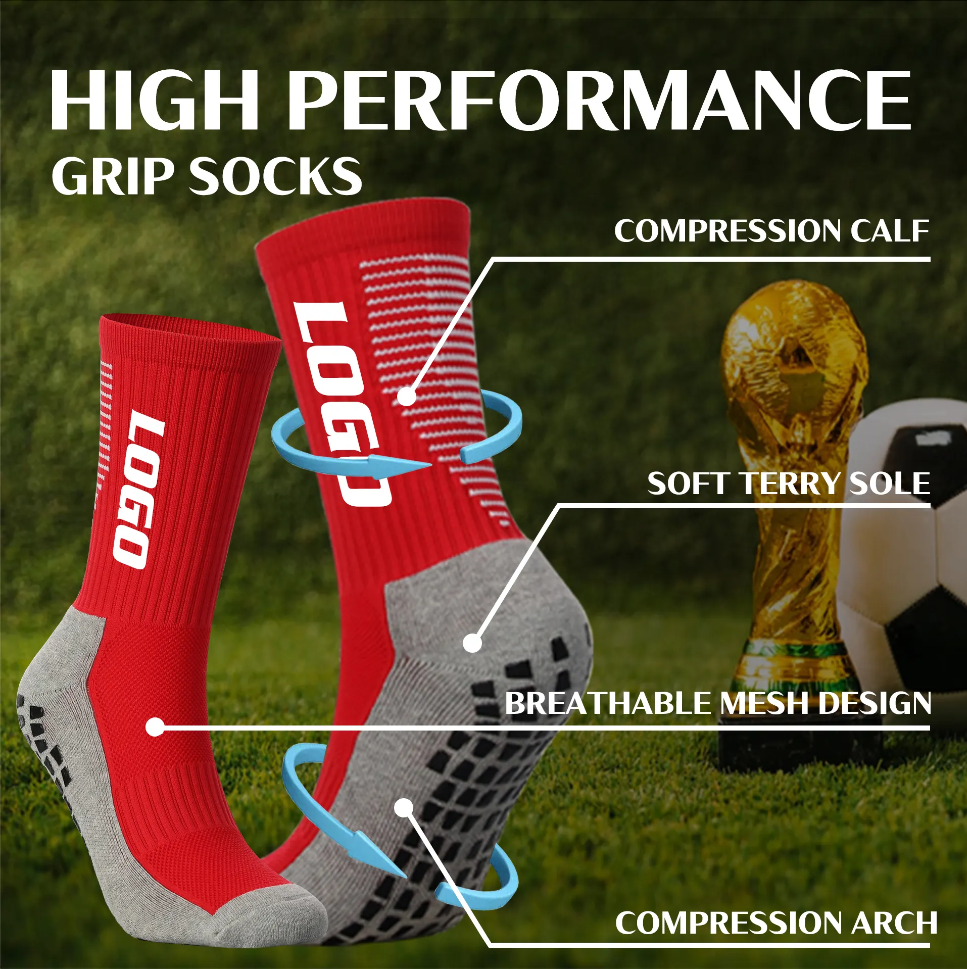 Grippy sticky sox Custom logo colorful non anti slip soccer athletic mens custom logo youth football grip socks