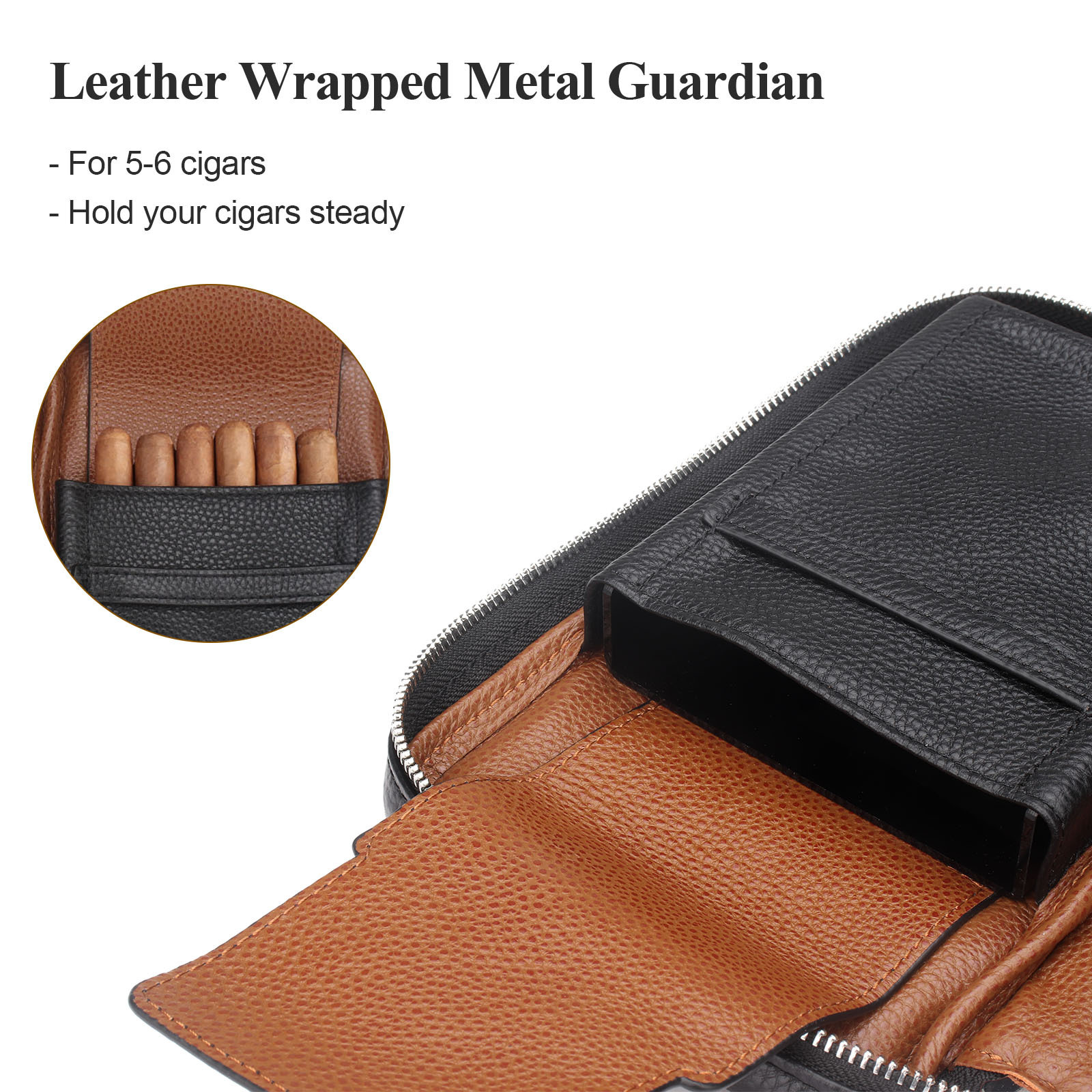 Custom Logo Cigar Case Genuine Leather Personalized Travel Portable Carring Cigar Box for Cigars