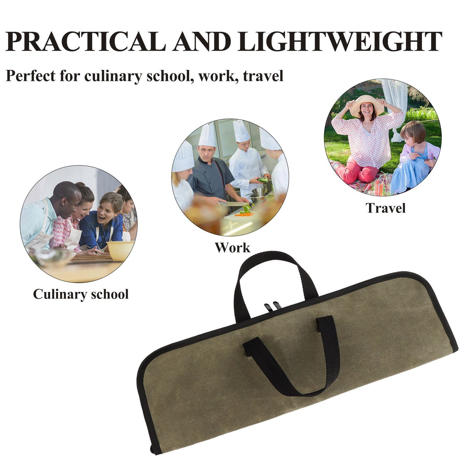 Custom Logo Canvas Material Foldable Knife Storage Case with 4 Slot Tool Bag Portable Chef Knife Bag