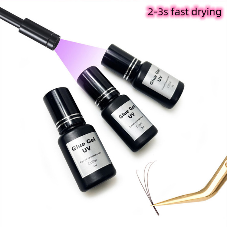 Beam light high quality 2s faster UV eyelash adhesive LED lash extension hypoallergenic transparent UV glue