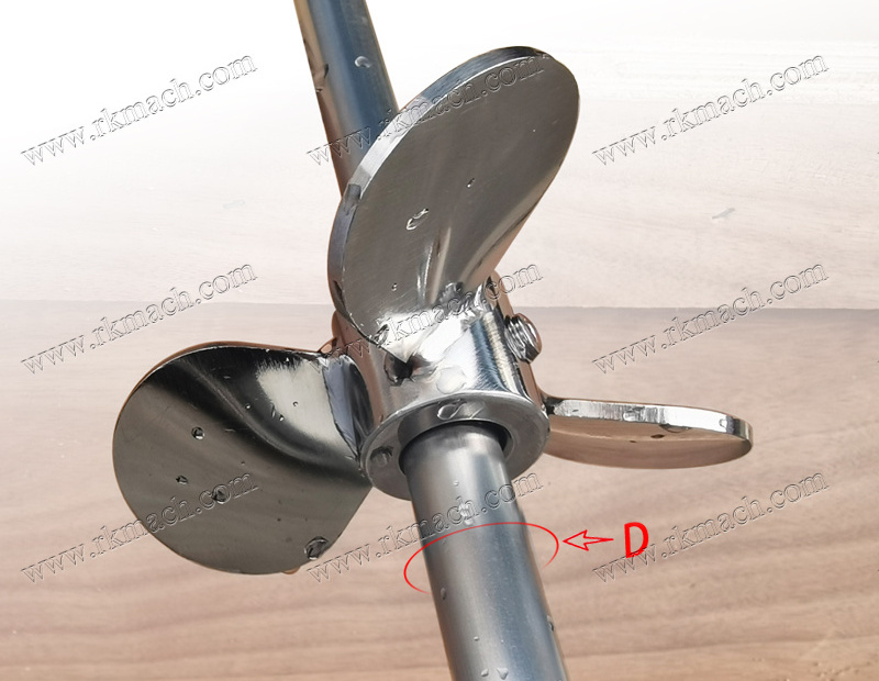 200mm 8 inch marine propeller for solid liquid crude palm oil mixing RH Sq. with 20mm 25/32