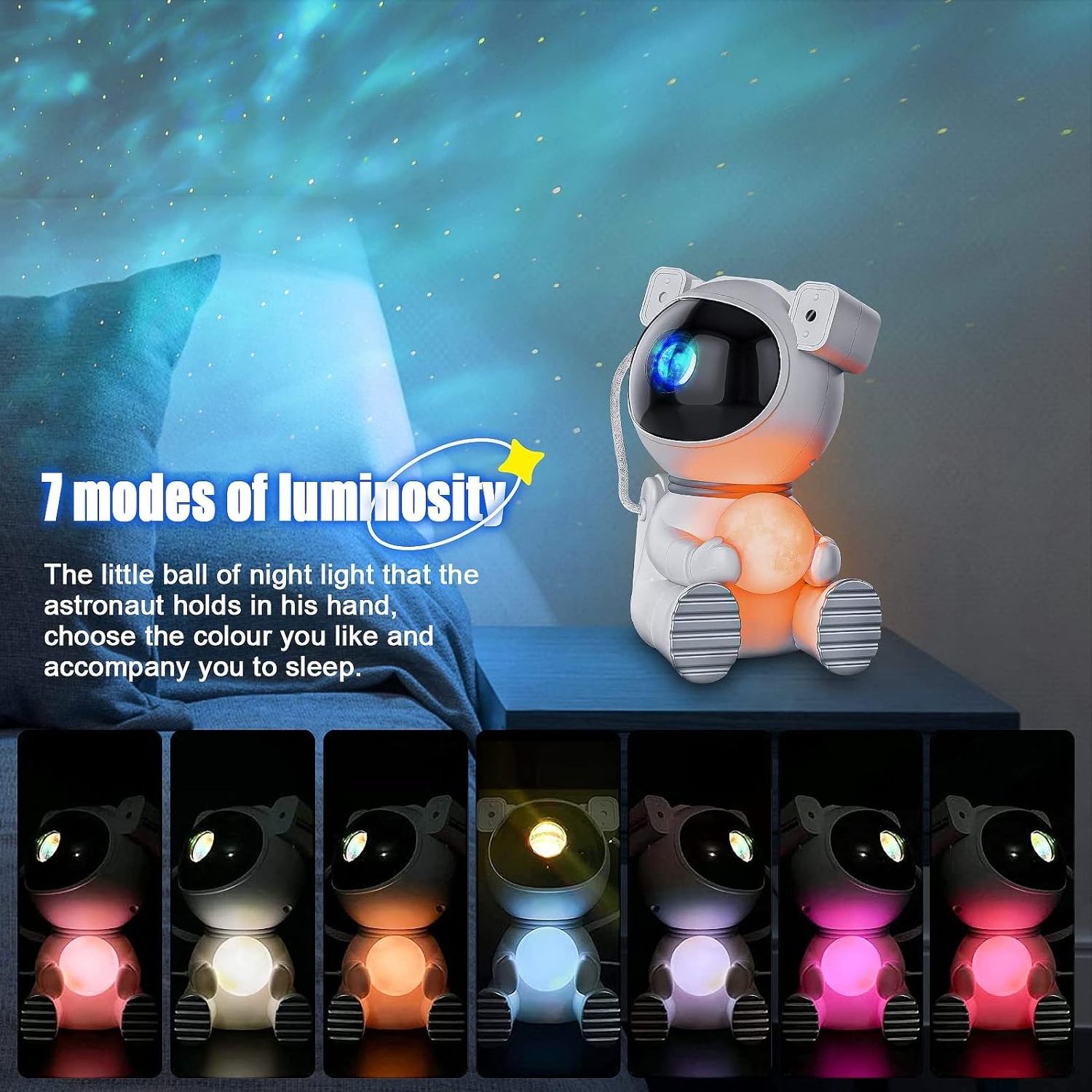 2 in 1 LED Starry Astronaut Galaxy Projector Light Star Night Light with Moon Lamp for Kids Room Decor Party Gift