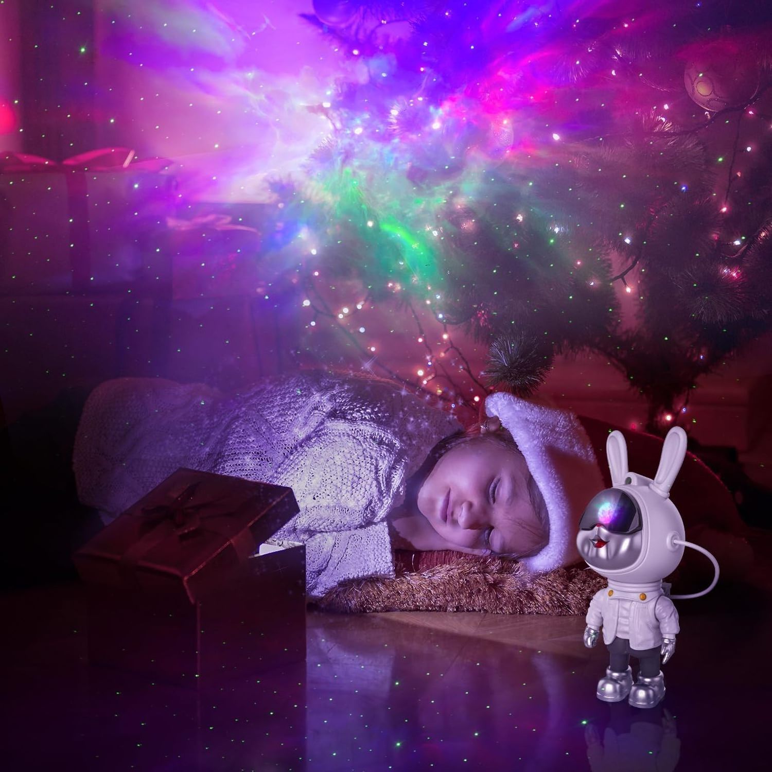 Newest Rabbit Astronaut Star Projector Galaxy Sky Night Light for Kids Adults Bedroom Space Lights for Bedroom Decor Aesthetic