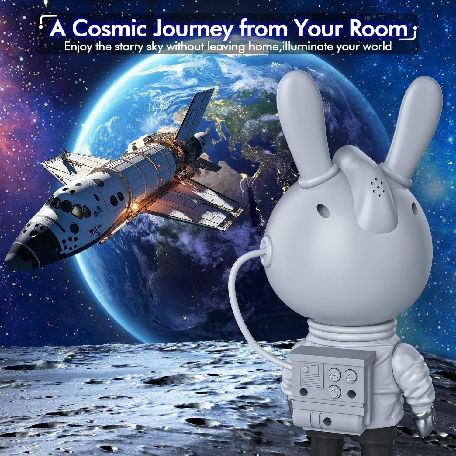 Newest Rabbit Astronaut Star Projector Galaxy Sky Night Light for Kids Adults Bedroom Space Lights for Bedroom Decor Aesthetic