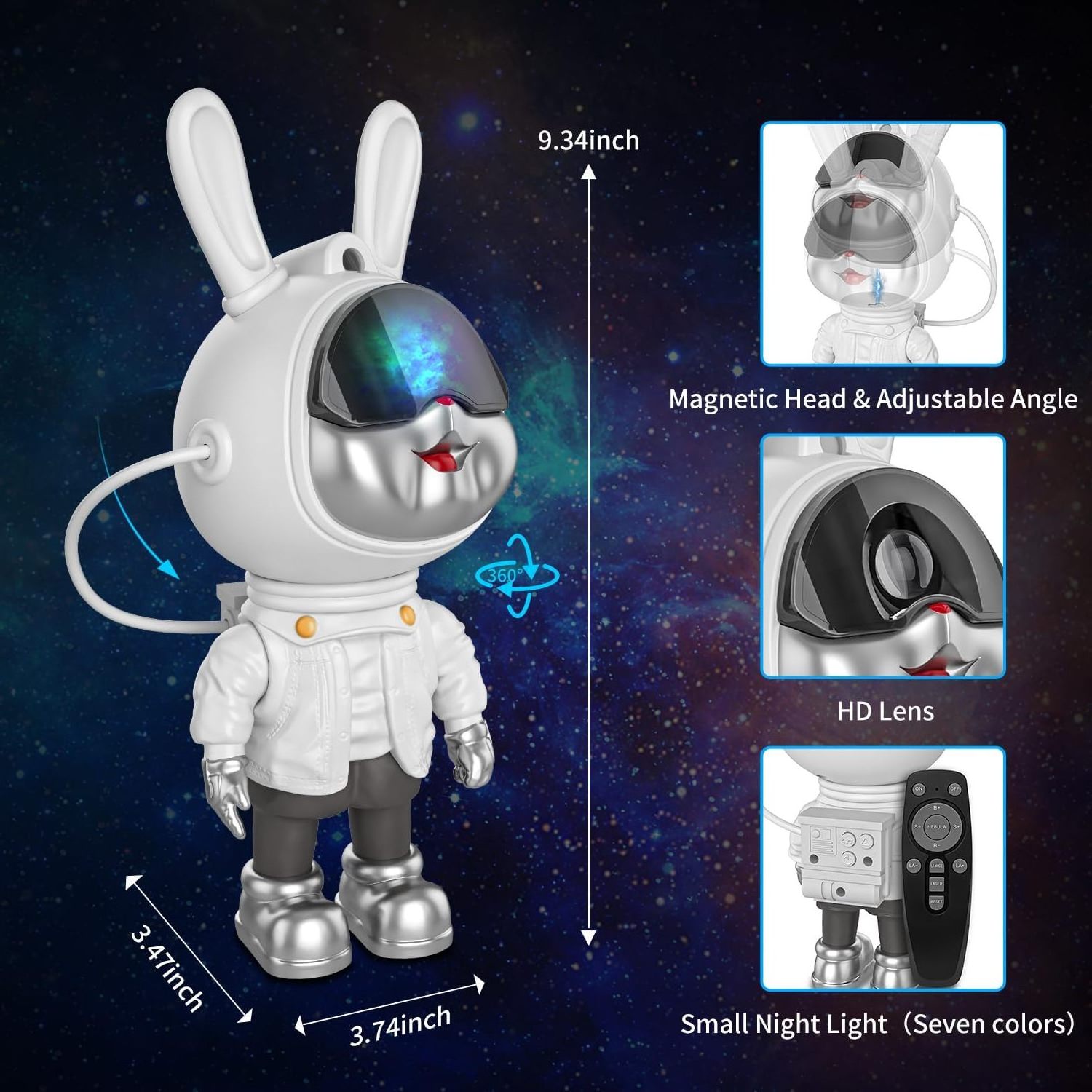 Newest Rabbit Astronaut Star Projector Galaxy Sky Night Light for Kids Adults Bedroom Space Lights for Bedroom Decor Aesthetic