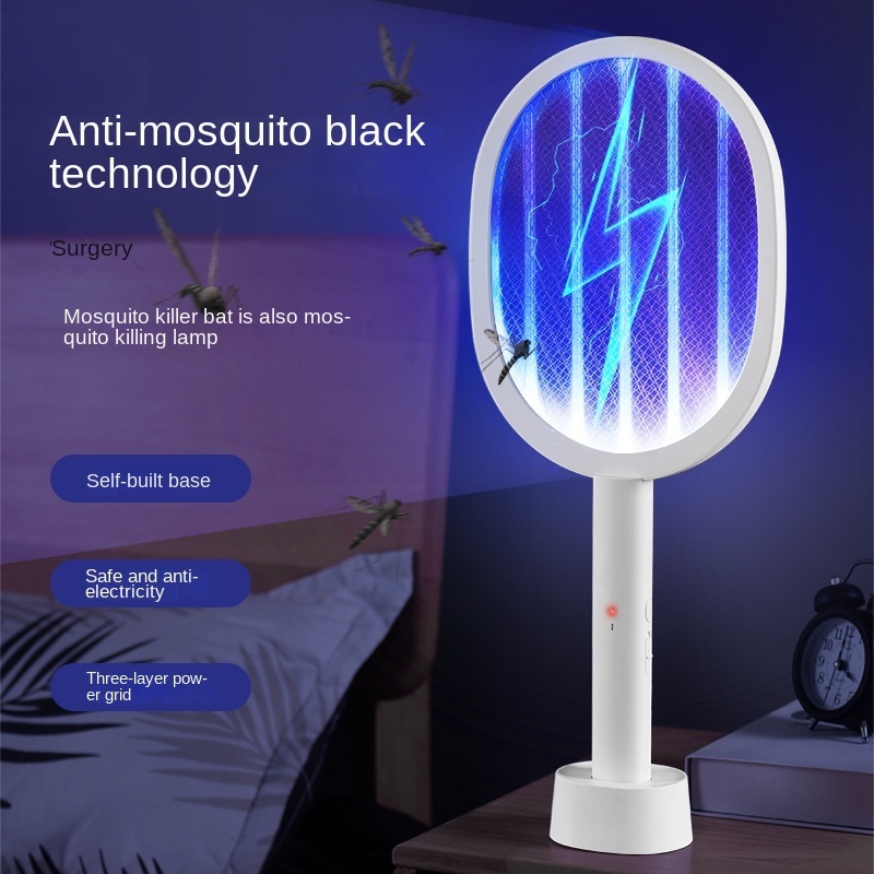 Electric Fly Swatter 2700V Bug Zapper Racket 2 in 1 Fly Swatter with 1200mAh Battery Rechargeable Mosquito Killer Lamp