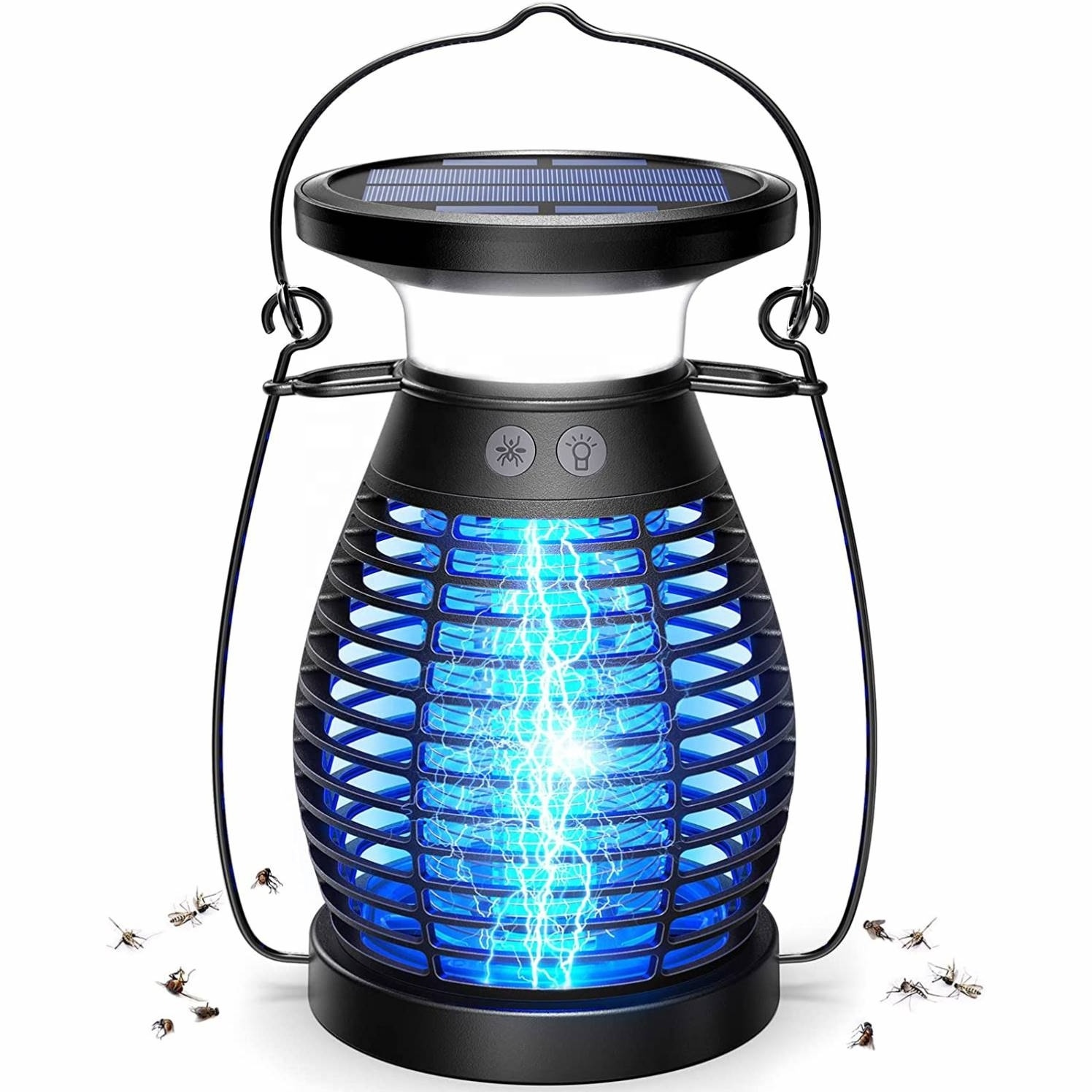 Electric High Powered Mosquito Killer Zapper Solar Bug Zapper with Night Lamp for Outdoor Indoor