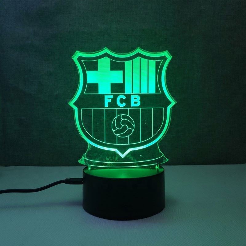 Customize 7 Colors Changing Football Club Night Light Glass Art Optical Illusion Lights 3D Acrylic Led Lamp For Home Decor