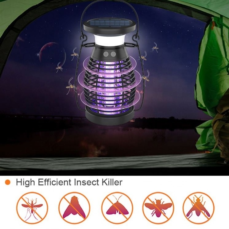 Solar & USB Rechargeable 2000mAh Outdoor Bug Zapper  Home UV Led Lantern Mosquito Killing Lamp Electronic Mosquito Killer