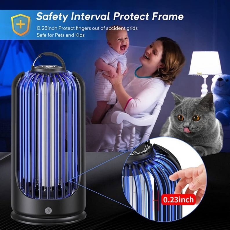 Electric Shock Insect Killer Light USB Powered Rechargeable Bug Zapper Built-in Battery Mosquito Killer Lamp