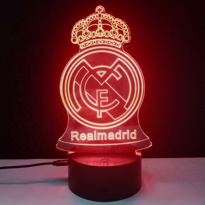 Customize 7 Colors Changing Football Club Night Light Glass Art Optical Illusion Lights 3D Acrylic Led Lamp For Home Decor