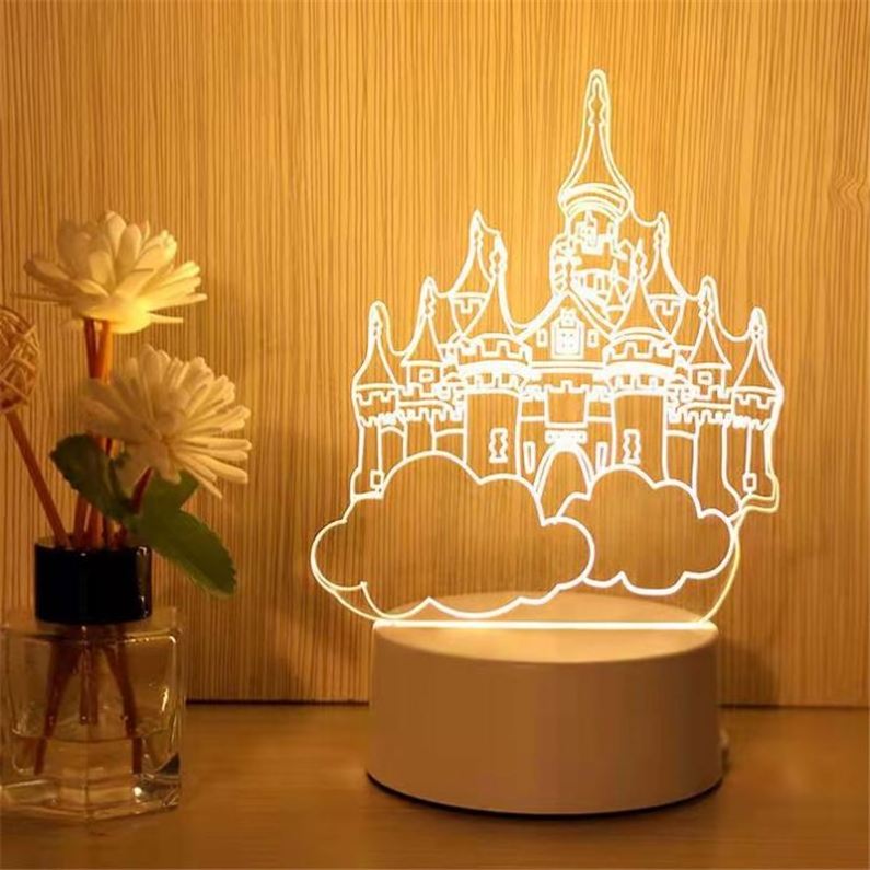 Most Popular Custom Logo 3 Color Changing Lamp 3D LED Acrylic Room Light Night Modern Socket