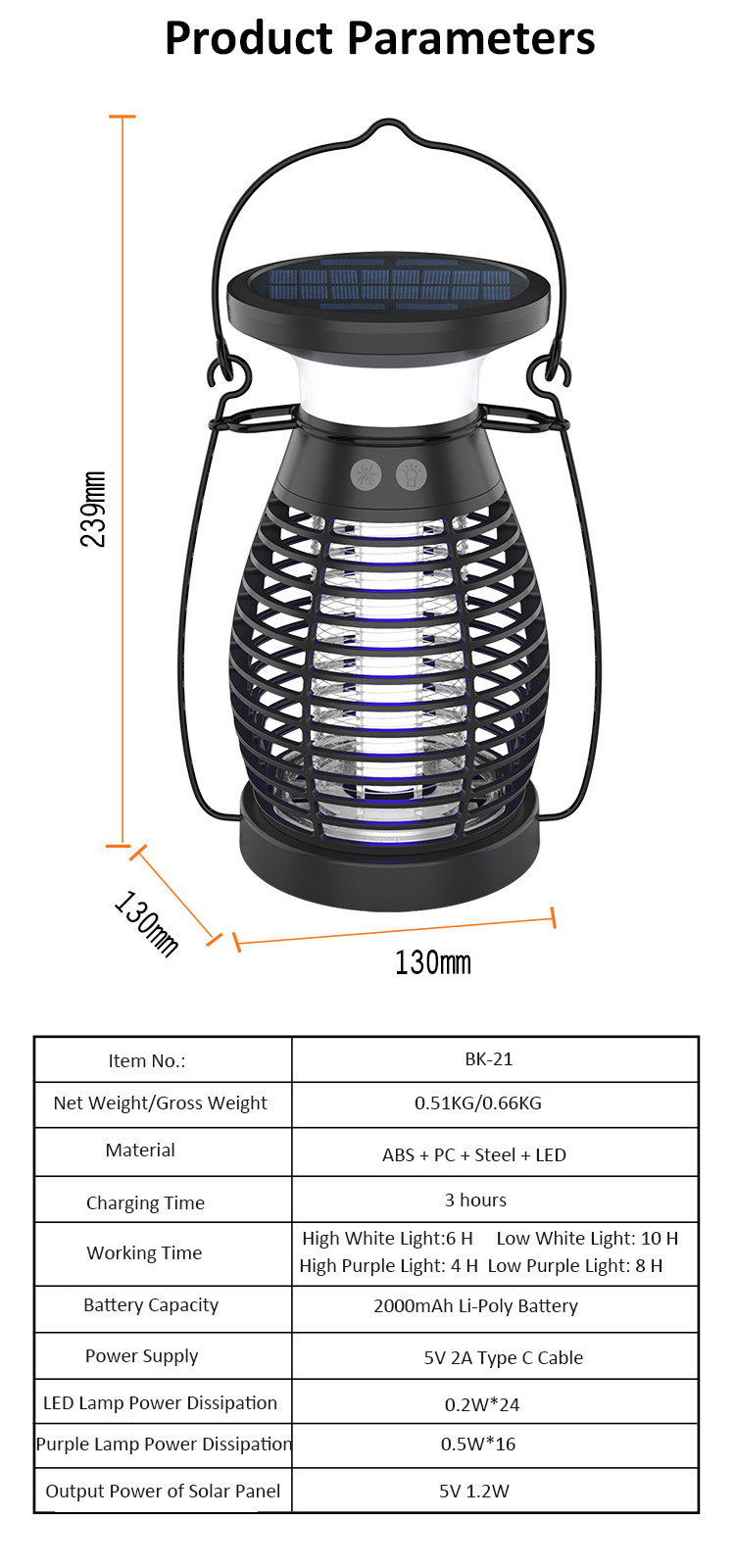 Solar & USB Rechargeable 2000mAh Outdoor Bug Zapper  Home UV Led Lantern Mosquito Killing Lamp Electronic Mosquito Killer